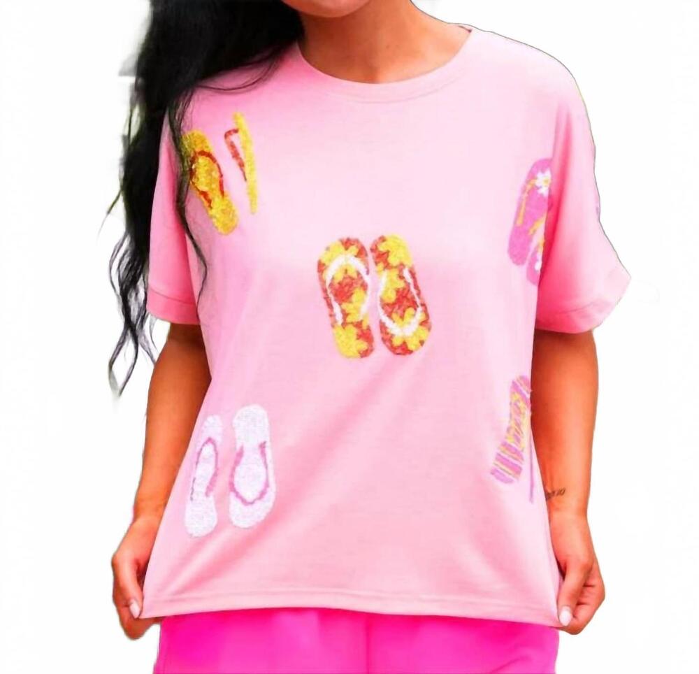 NEW JESS LEA set sail sequin patch top in pink